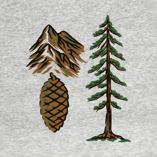 Fir Tree and Mountains Camping Fun by Ghitea